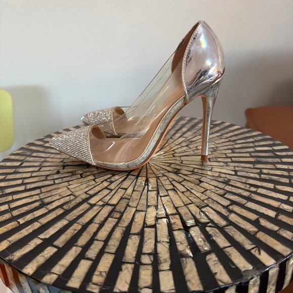 ALDO Silver Embellished Pointed Heels - Picture 5 of 7